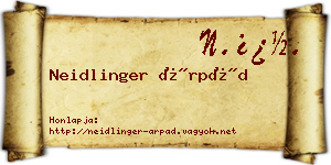 Neidlinger Árpád névjegykártya